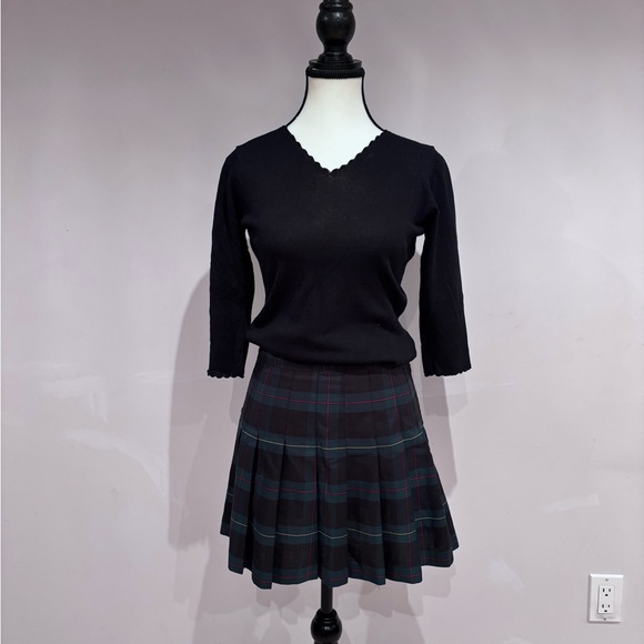 American Apparel Navy Plaid Mini Skirt - Picture 3 of 5